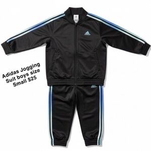 adidas Black Tracksuit with Light Blue Stripe Accents